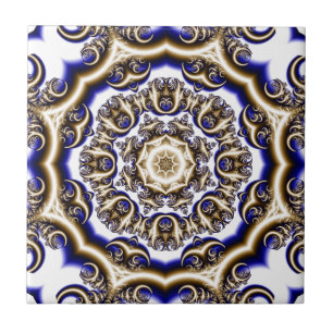 Carreau Motif fractal bleu rond