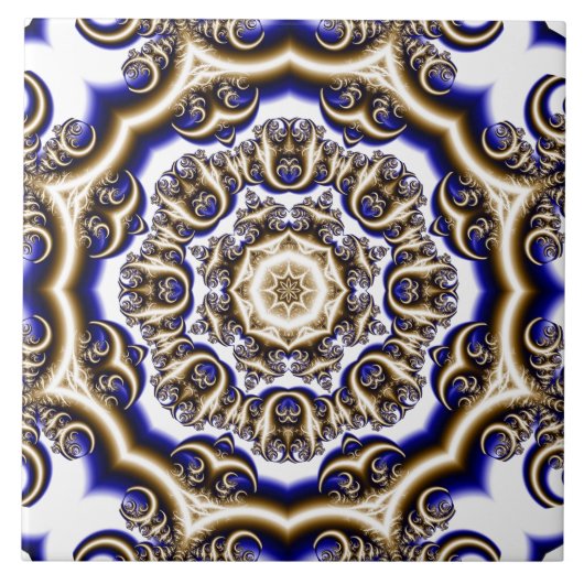 Carreau Motif fractal bleu rond (Devant)