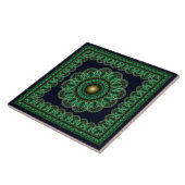 Carreau Motif fractal kaléidoscopique vert (Côté)