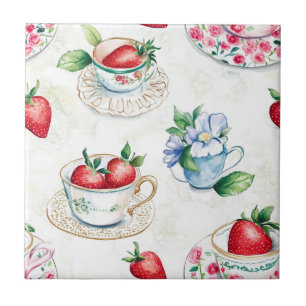 Carreau Motif fraise Cottagecore