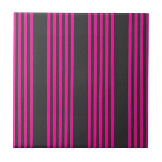Carreau Motif Fuchsia et charbon de bois cinq bandes (Devant)