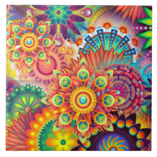 Carreau Motif funky rétro Abstrait Bohème