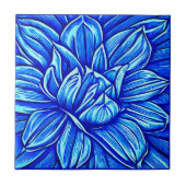 Carreau Motif géant à fleurs Peony en Indigo Blue (Devant)