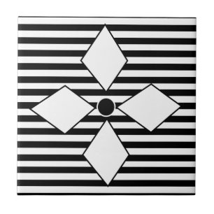 Carreau Motif géométrique à rayures diamant noir et blanc