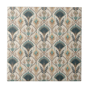Carreau Motif géométrique abstrait déco sarcelle dorée en