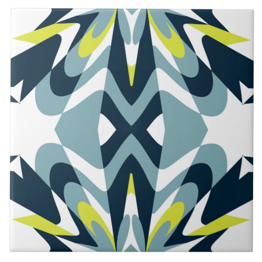 Carreau Motif géométrique Abstrait en marine, Turquoise et (Devant)