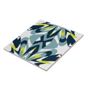 Carreau Motif géométrique Abstrait en marine, Turquoise et (Côté)