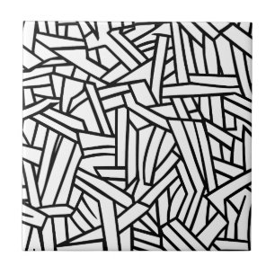 Carreau Motif géométrique abstrait en noir et blanc