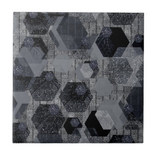 Carreau motif géométrique Abstrait, noir et gris.