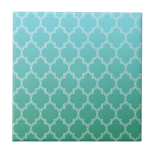 Carreau Motif géométrique Abstrait turquoise et blanc