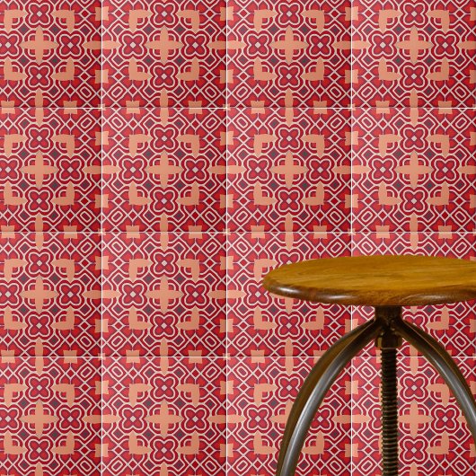 Carreau Motif géométrique arabe de Bohême rouge