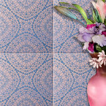 Carreau Motif géométrique bleu complexe harmonieux<br><div class="desc">Il s'agit d'une tuile en céramique captivante qui attire instantanément l'oeil avec son design complexe et symétrique. Le carrelage présente une étoile fascinante à huit branches au centre, entourée d'un motif fleuri élaboré. Le design est rendu dans une palette apaisante de bleu et de rose crémeux, créant un mélange harmonieux...</div>