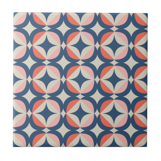 Carreau Motif géométrique bleu et de corail (Devant)