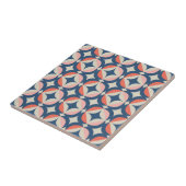 Carreau Motif géométrique bleu et de corail (Côté)