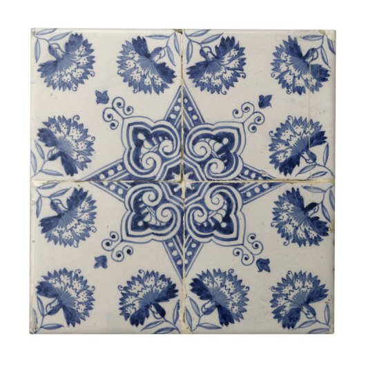 Carreau Motif géométrique bleu vintage (Devant)
