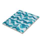 Carreau Motif géométrique Chevron 3D sarcelle (Côté)