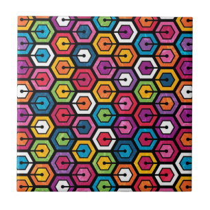 Carreau motif géométrique coloré avec hexagones