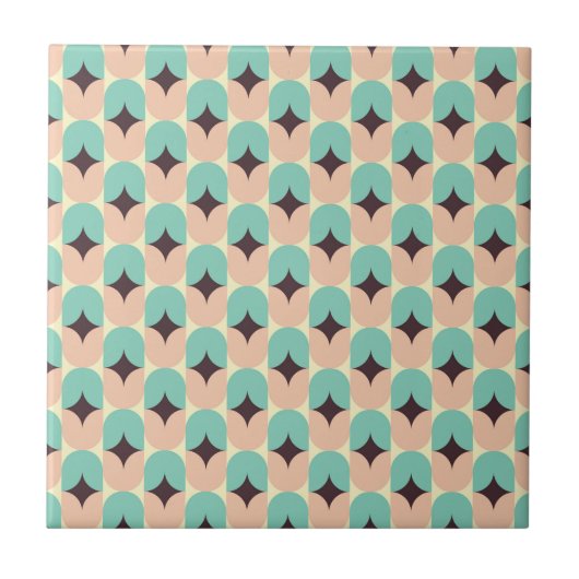 Carreau Motif géométrique de formes sarcelle, beige et noi (Devant)