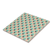 Carreau Motif géométrique de formes sarcelle, beige et noi (Côté)