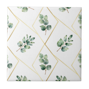 Carreau Motif géométrique doré eucalyptus