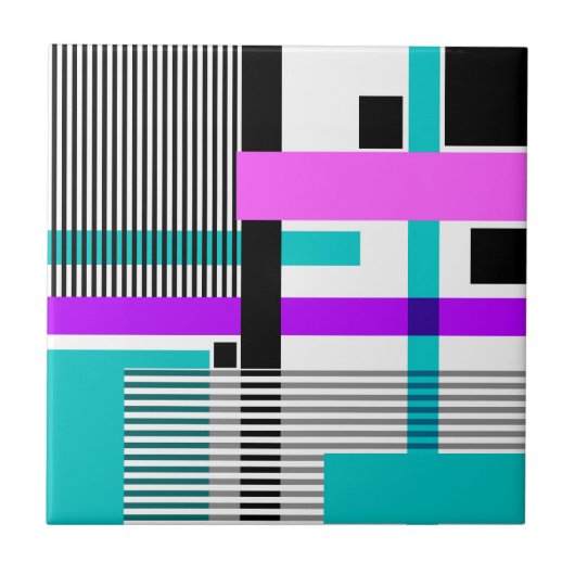 Carreau motif géométrique en couleurs rayées et néons (Devant)