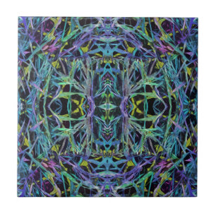 Carreau Motif géométrique en laiton bleu