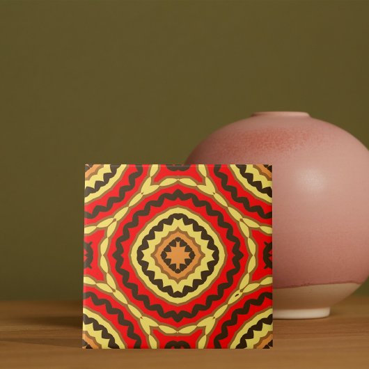 Carreau Motif géométrique en mosaïque orientale rouge vif