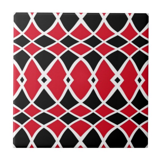 Carreau Motif géométrique en mosaïque rouge noir blanc (Devant)