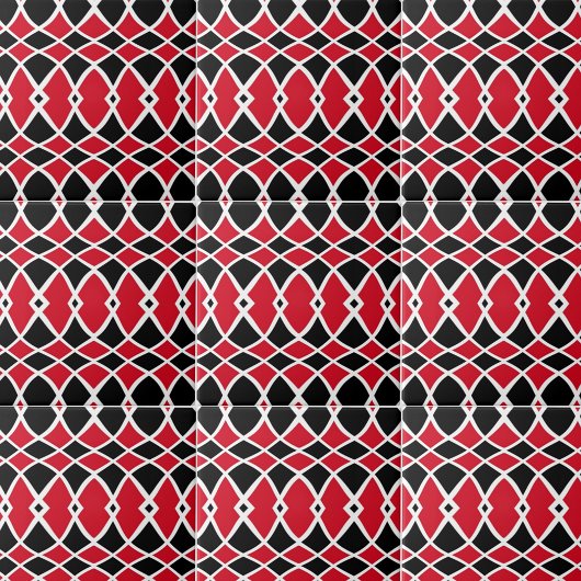 Carreau Motif géométrique en mosaïque rouge noir blanc