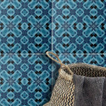 Carreau Motif géométrique en mosaïque symétrique bleu Indi<br><div class="desc">Ce carrelage en céramique présente un motif élégant et complexe. Le design est dominé par des formes symétriques qui rappellent les fleurs ou les étoiles, créant un effet visuel fascinant. Le carrelage est orné de différentes nuances de bleu, allant de la lumière aux tons foncés. Ce mélange harmonieux de couleurs...</div>
