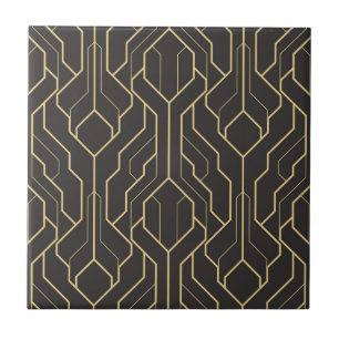 Carreau Motif géométrique en or noir   Art déco