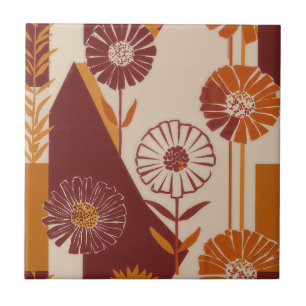 Carreau Motif géométrique floral d'automne du milieu du si