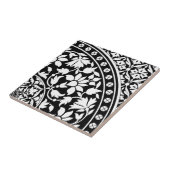 Carreau Motif géométrique floral noir et blanc indien (Côté)