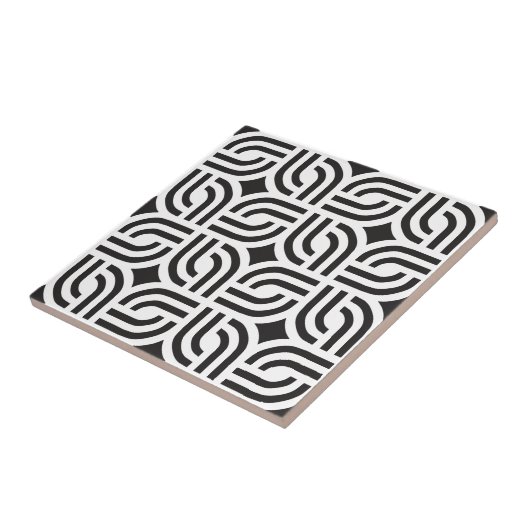 Carreau Motif géométrique gris foncé blanc (Côté)