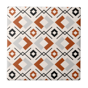 Carreau motif géométrique gris orange brun et beige