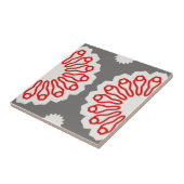 Carreau Motif géométrique gris rétro rouge et blanc (Côté)