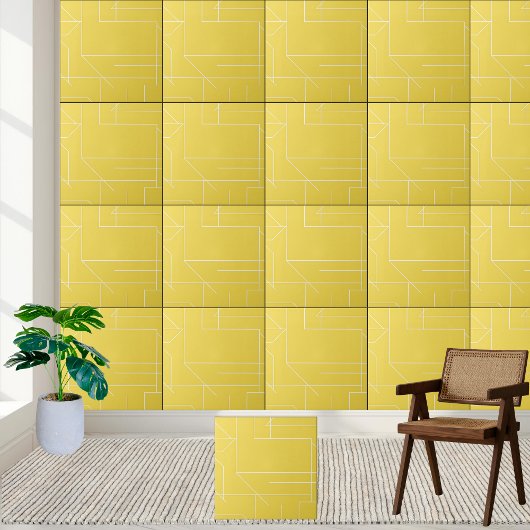 Carreau Motif géométrique jaune et blanc