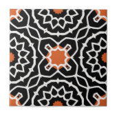 Carreau Motif géométrique marocain noir blanc orange (Devant)