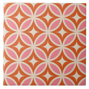 Carreau Motif géométrique moderne du milieu du siècle rose