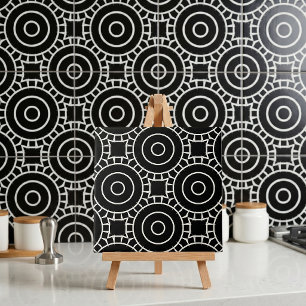 Carreau Motif géométrique moderne en noir et blanc de cerc