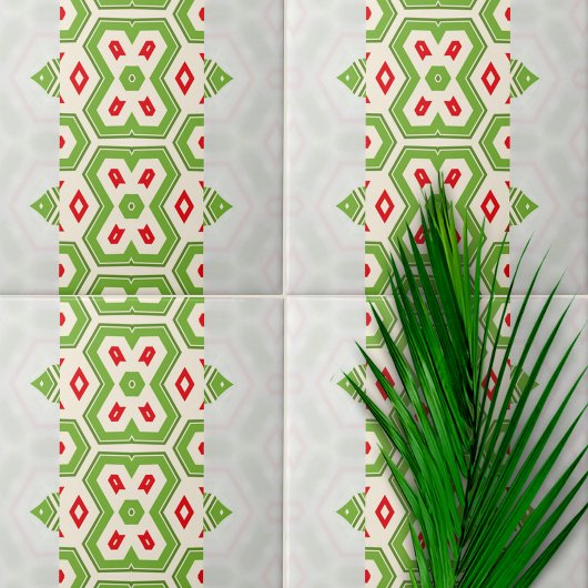 Carreau Motif géométrique moderne vert blanc rouge