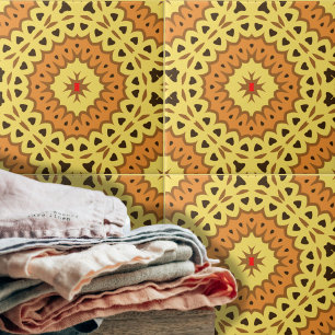 Carreau Motif géométrique Mosaïque orange jaune oriental