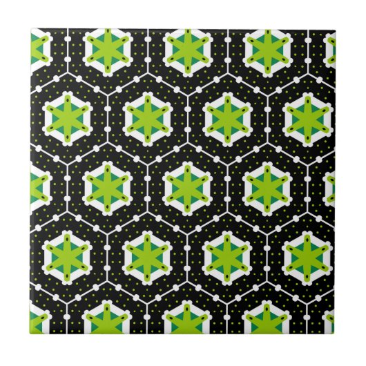 Carreau Motif géométrique noir blanc et vert citron (Devant)