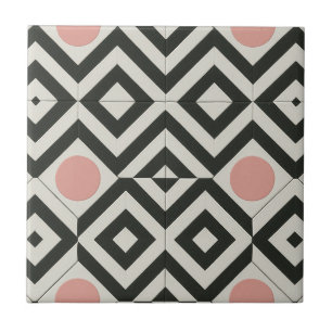 Carreau Motif géométrique noir blanc rose
