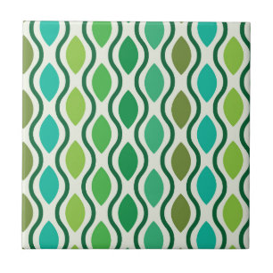 Carreau Motif géométrique ogee vert moderne du milieu du s