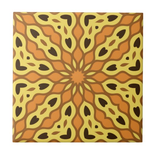 Carreau Motif géométrique orange et jaune ocre (Devant)