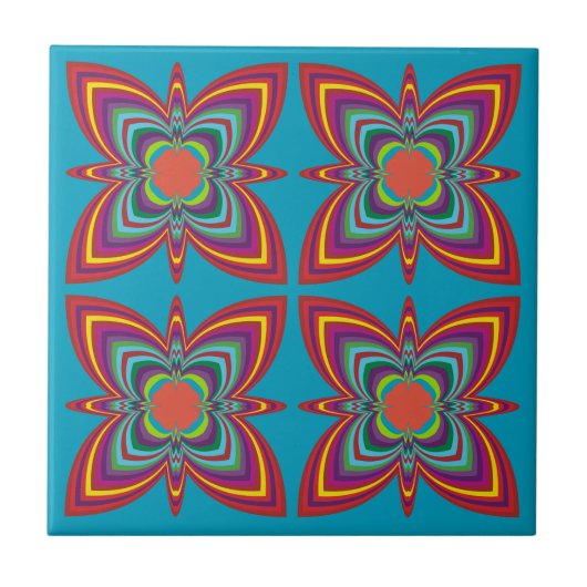 Carreau Motif géométrique psychédélique coloré (Devant)