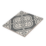 Carreau Motif géométrique Quatrefoil décoratif en céramiqu<br><div class="desc">Un élégant motif de quatrefoil géométrique et moderne pour un arrière-plan de cuisine,  carrelage d'art,  entourage cheminée,  salle de bain et douche. Vous pouvez aussi aimer ce style dans une tuile encadrée ou une boîte de conservation. Gris et blanc fusain.</div>