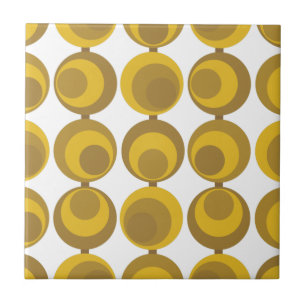 Carreau Motif géométrique rétro doré moutarde de style mod