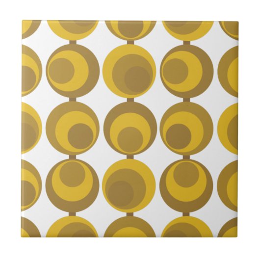Carreau Motif géométrique rétro doré moutarde de style mod (Devant)